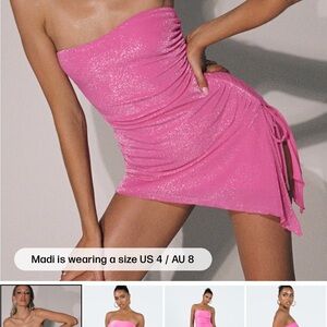 Princess Polly Sparkling Pink Strapless Dress